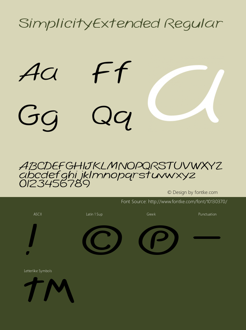 SimplicityExtended Regular Rev. 003.000 Font Sample