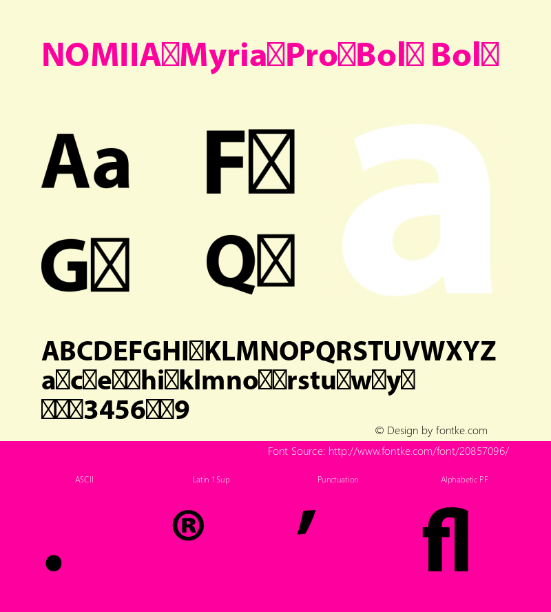NOMIIA+MyriadPro-Bold Version 1.0 Font Sample