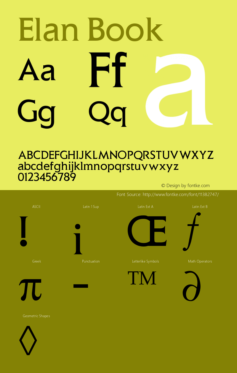 Elan Book Version 001.000 Font Sample