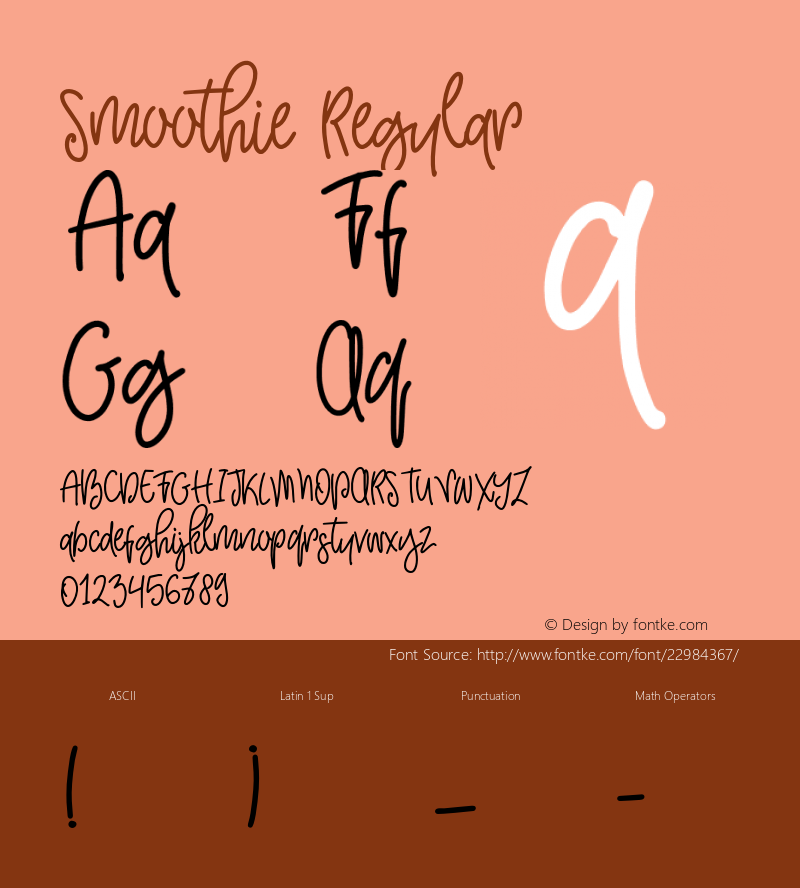 Smoothie Regular Version 1.000;PS 001.000;hotconv 1.0.88;makeotf.lib2.5.64775 Font Sample