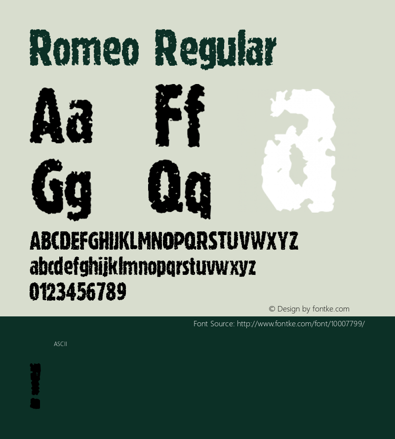 Romeo Regular Unknown Font Sample