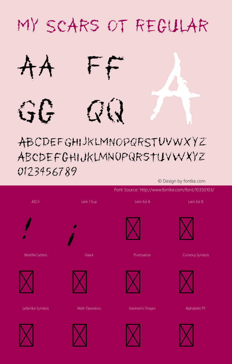 My Scars OT Regular Version 1.000 Font Sample