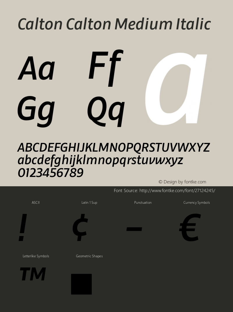 Calton Calton Medium Italic Version 5.001;PS 005.001;hotconv 1.0.88;makeotf.lib2.5.64775 Font Sample