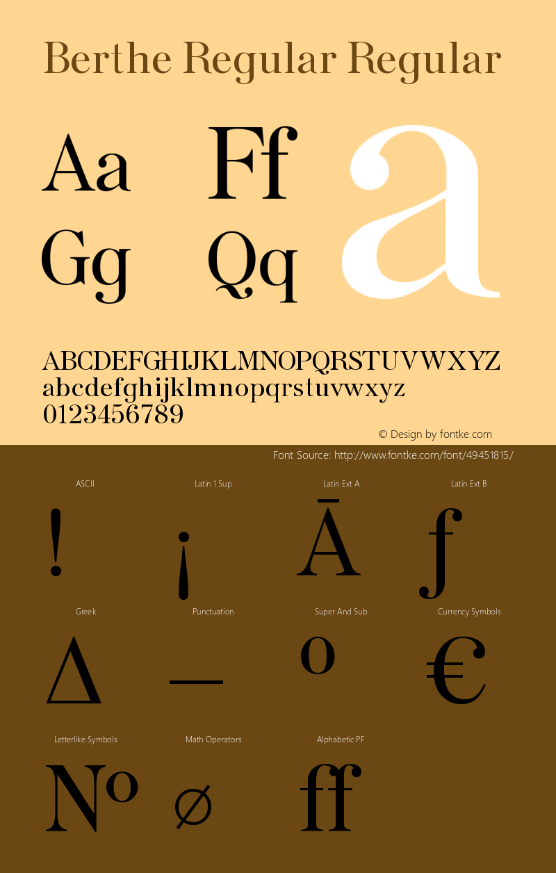 Berthe Regular Version 2.20 Font Sample