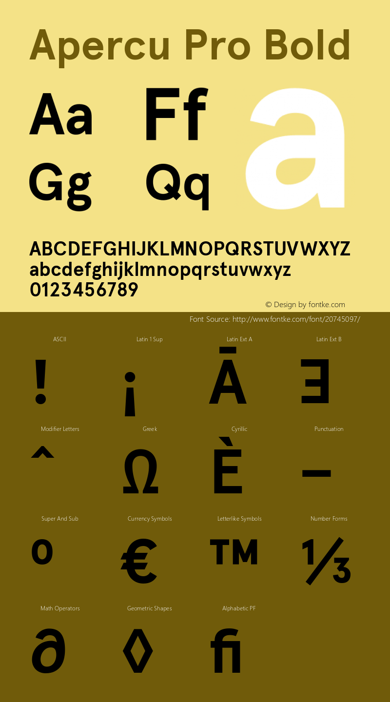 Apercu Pro Bold Version 2.002; ttfautohint (v1.5) Font Sample