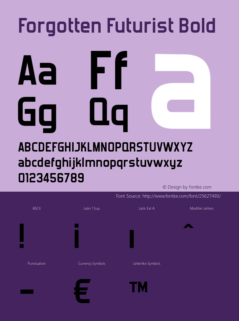 Forgotten Futurist Bold Version 4.200 2005 Font Sample