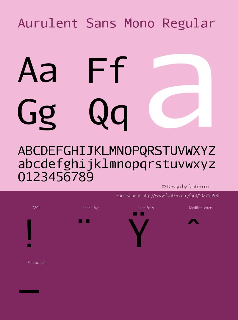 Aurulent Sans Mono Regular Version 2007.05.04 Font Sample