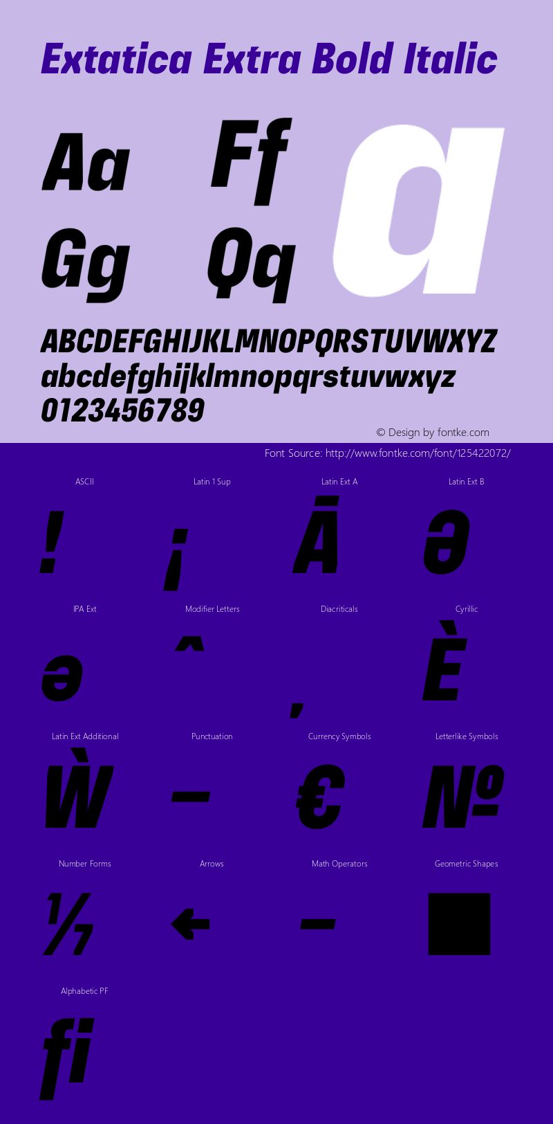 Extatica-ExtraBoldItalic Version 1.000; ttfautohint (v0.97) -l 8 -r 50 -G 200 -x 14 -f dflt -w G Font Sample