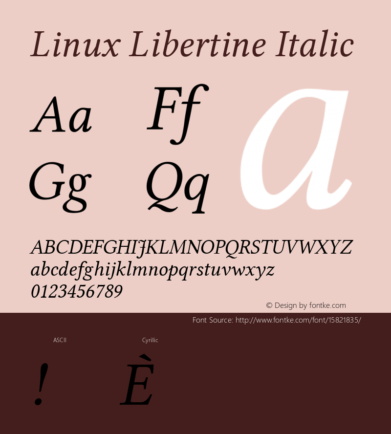 Linux Libertine Italic Version 5.1.3 ; ttfautohint (v1.4.1) Font Sample