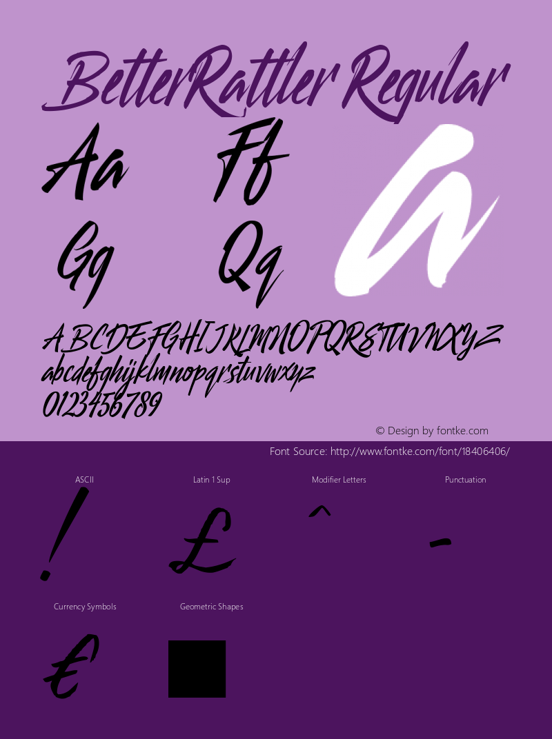 BetterRattler Regular Version 1.000 2016 initial release Font Sample