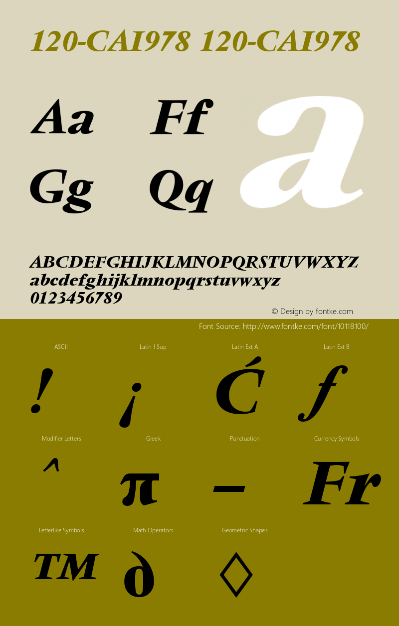 120-CAI978 120-CAI978 120-CAI978 Font Sample