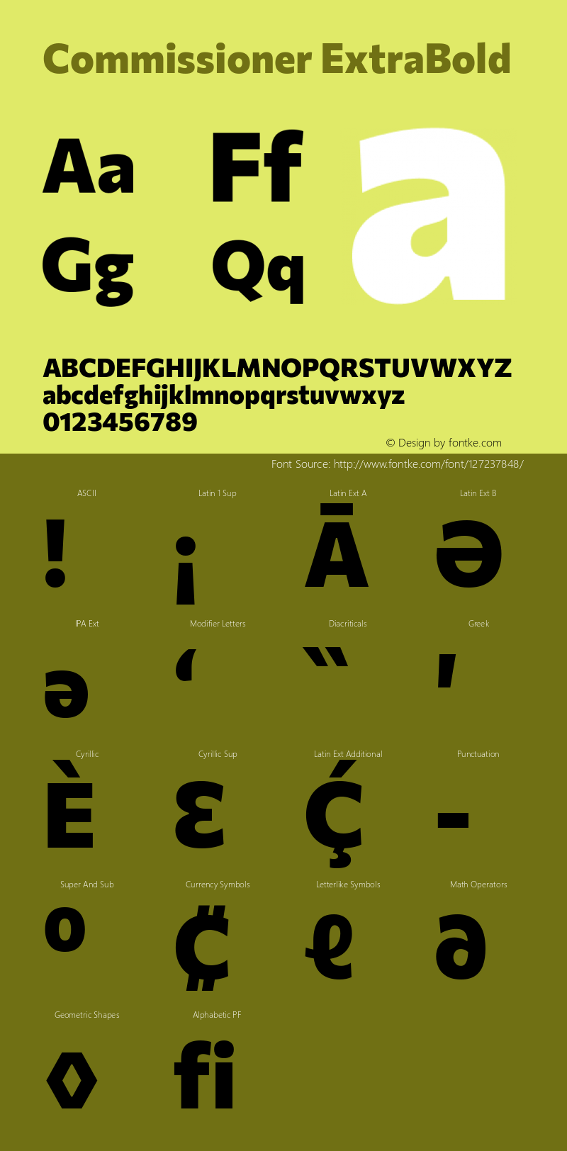 Commissioner ExtraBold Version 1.000; ttfautohint (v1.8.3) Font Sample