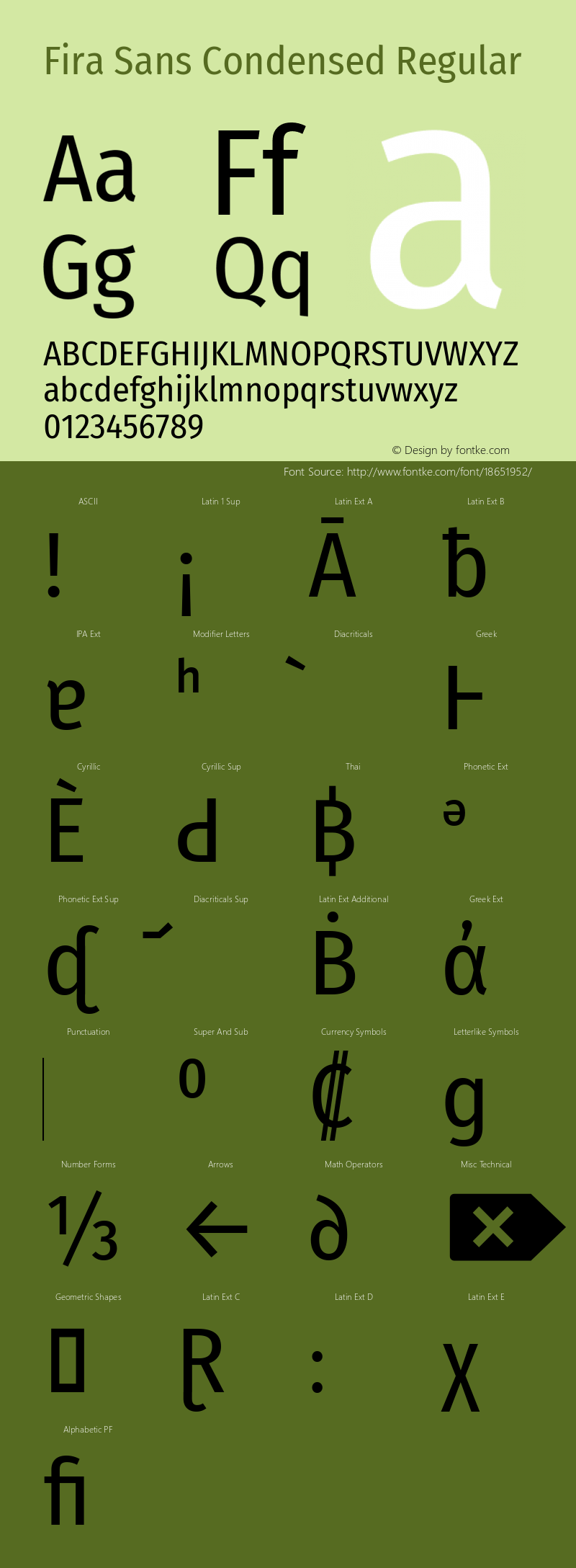 Fira Sans Condensed Regular Version 4.203 Font Sample