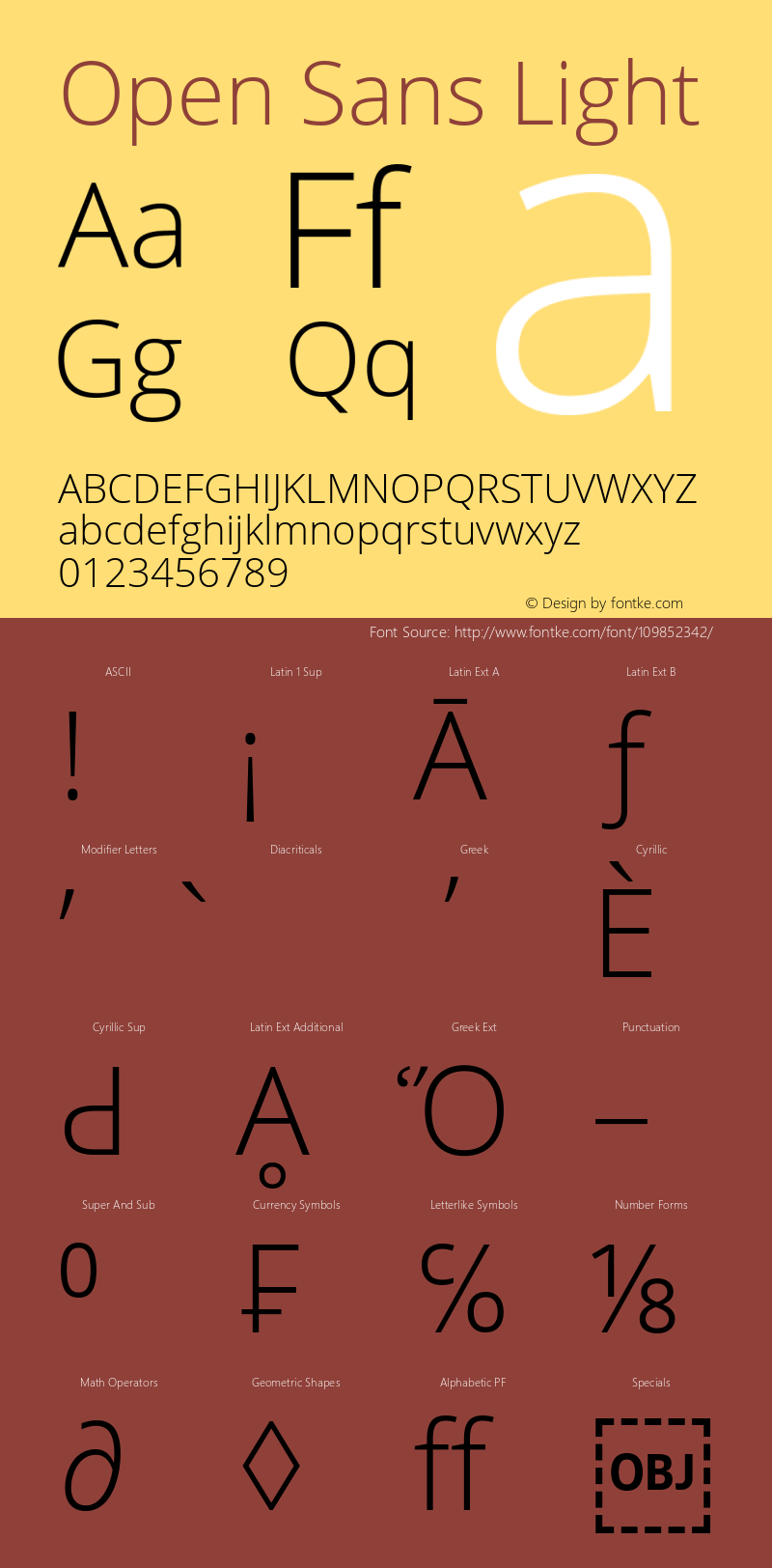 Open Sans Light Regular Version 1.10 Font Sample