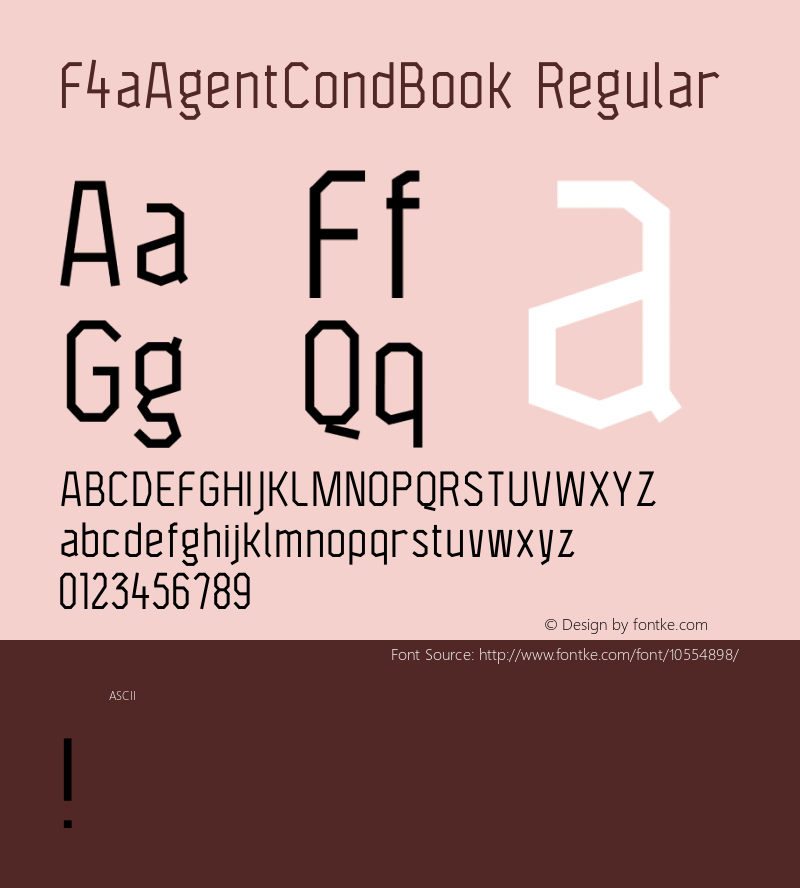 F4aAgentCondBook Regular Version 1.0 Font Sample