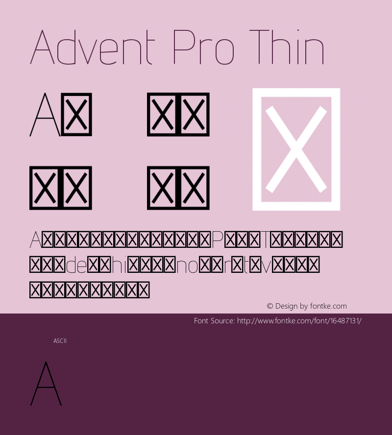 Advent Pro Thin Version 2.003 Font Sample