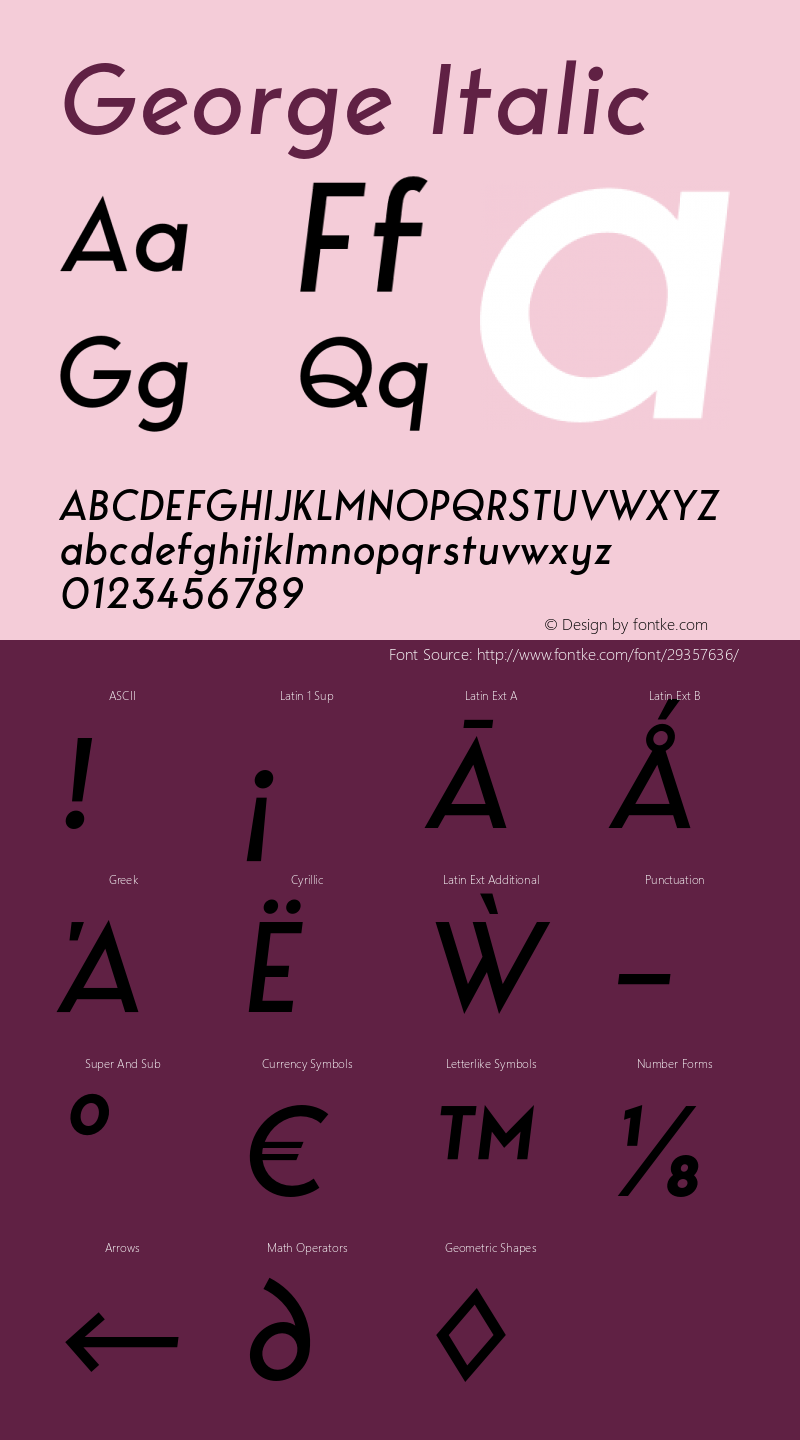 George-Italic Version 1.003 Font Sample
