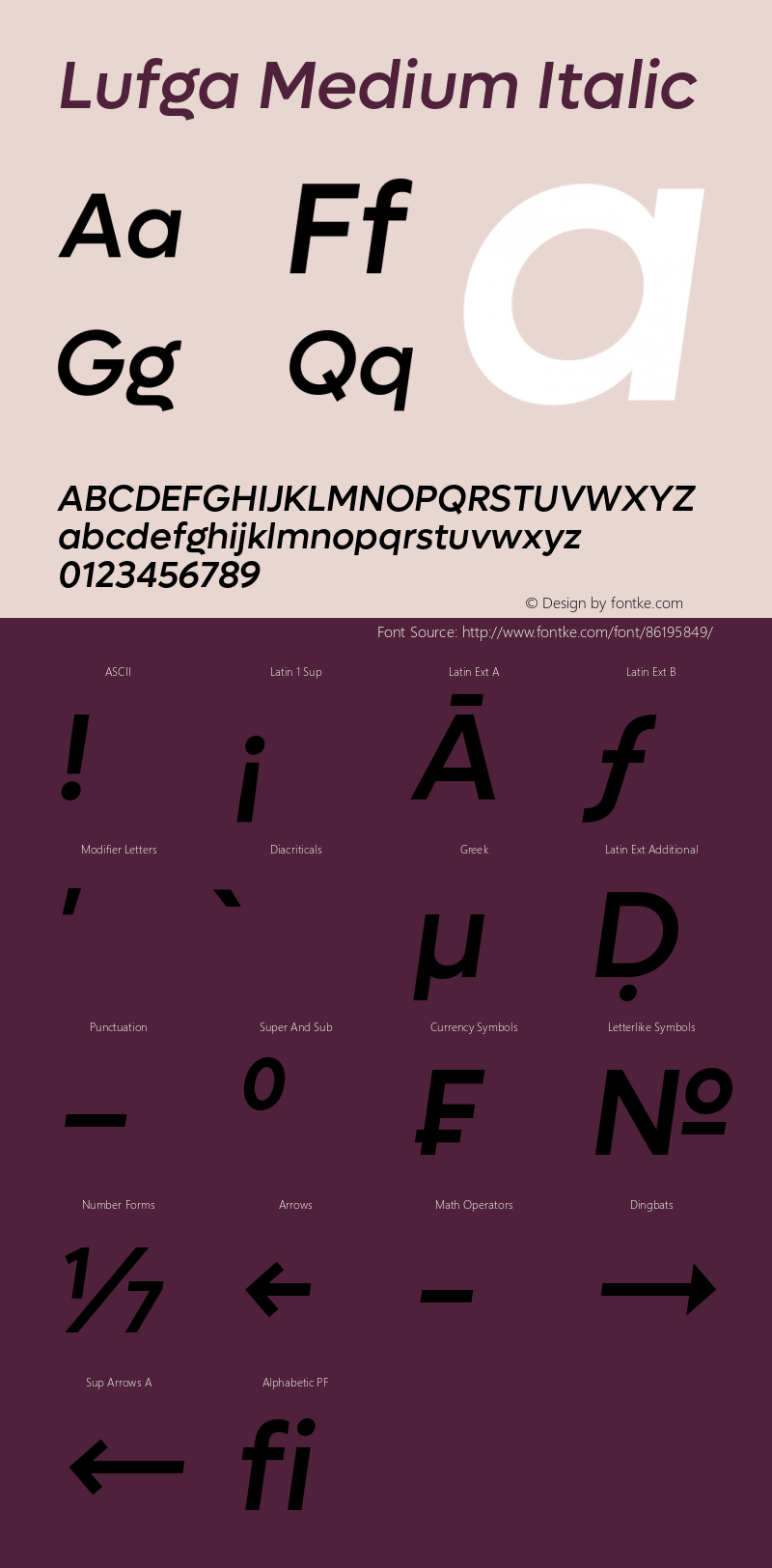 Lufga Medium Italic Version 1.000;hotconv 1.0.109;makeotfexe 2.5.65596 Font Sample