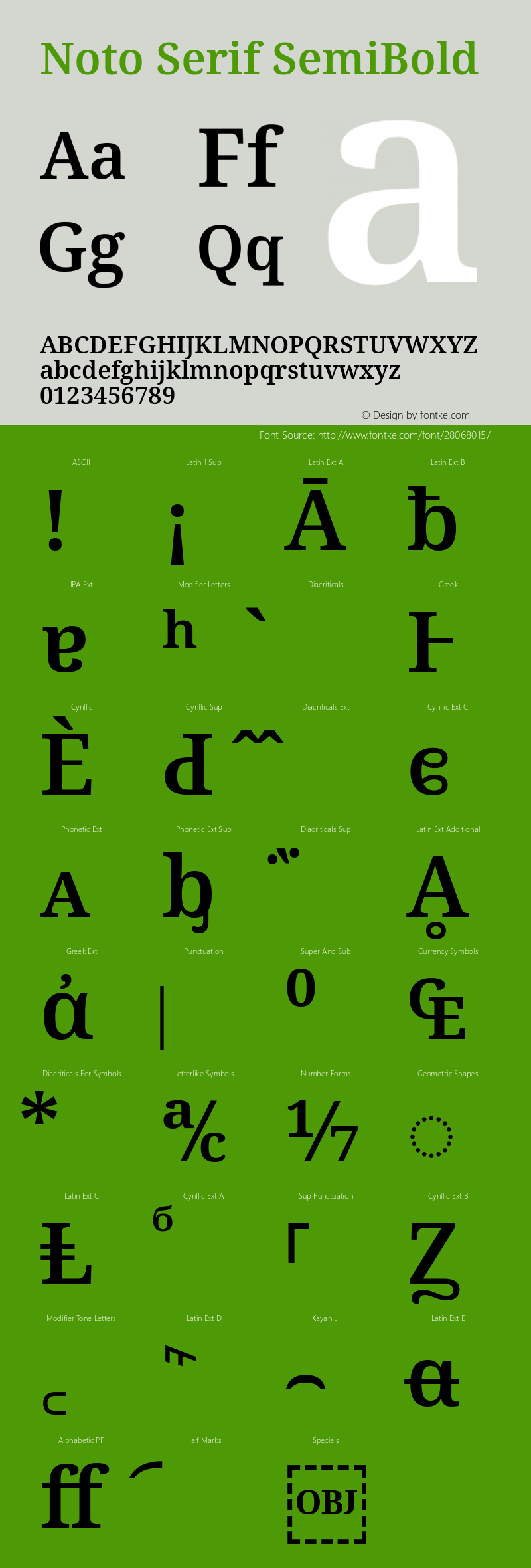 Noto Serif SemiBold Version 2.001; ttfautohint (v1.8.2) Font Sample