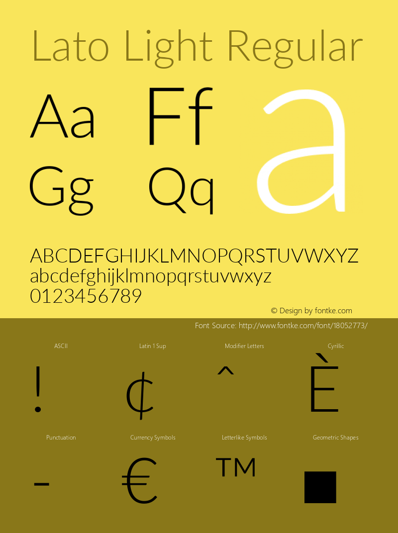 Lato Light Regular Version 2.007; 2014-02-27 Font Sample