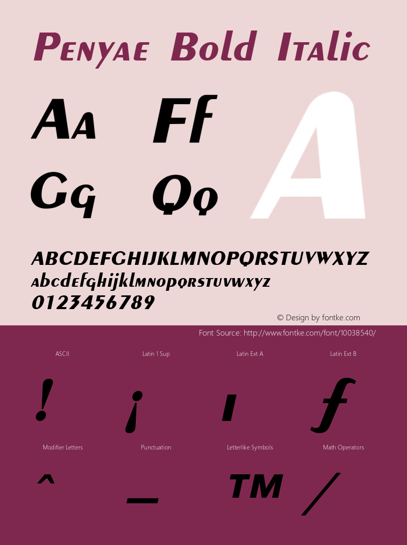 Penyae Bold Italic The IMSI MasterFonts Collection, tm 1995 IMSI Font Sample