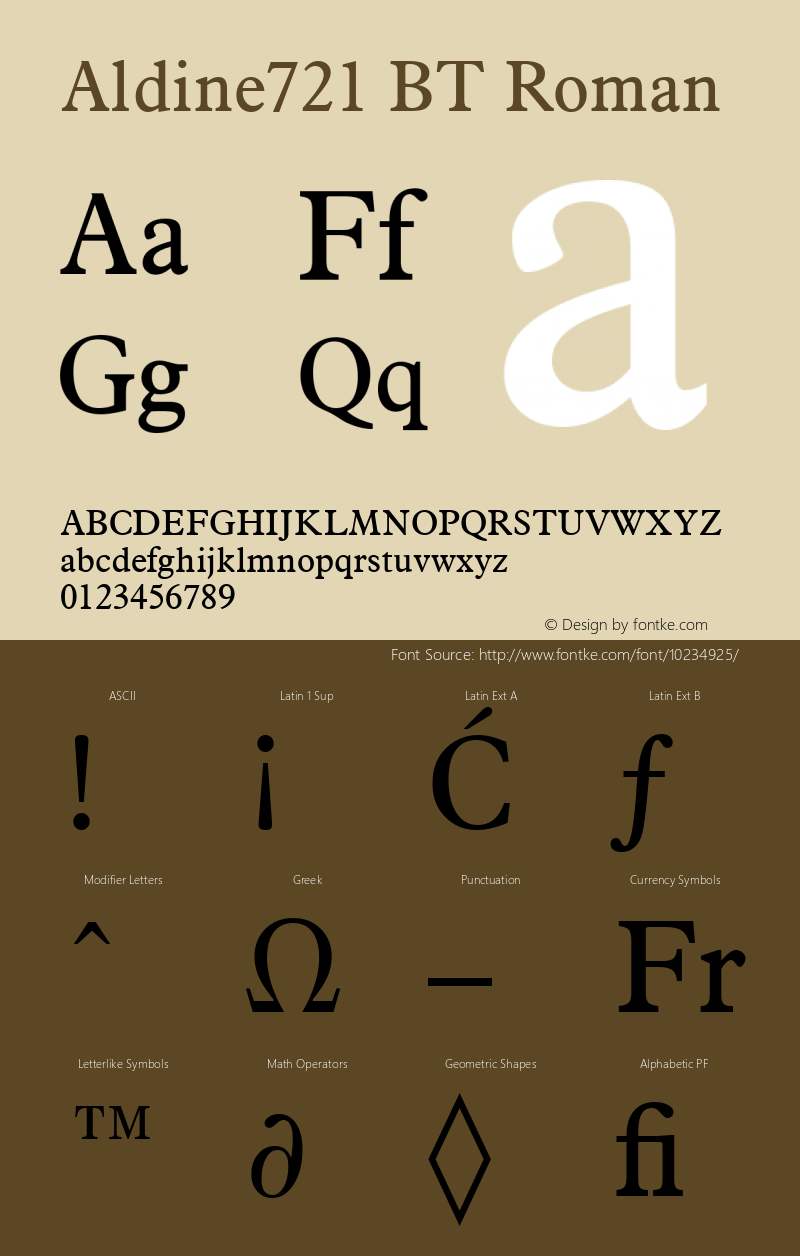 Aldine721 BT Roman Version 1.01 emb4-OT Font Sample