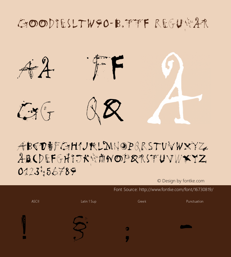 GoodiesLTW90-B.ttf Regular Version 1.00 Font Sample