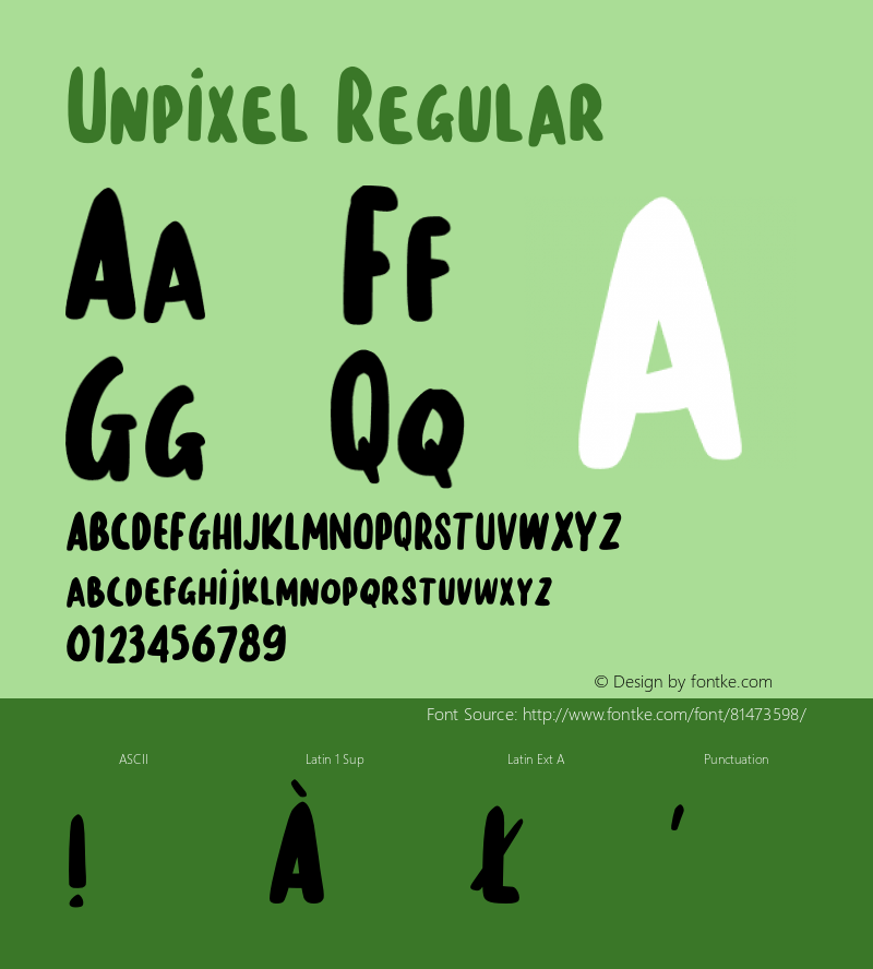 Unpixel Version 1.002;Fontself Maker 3.4.0 Font Sample
