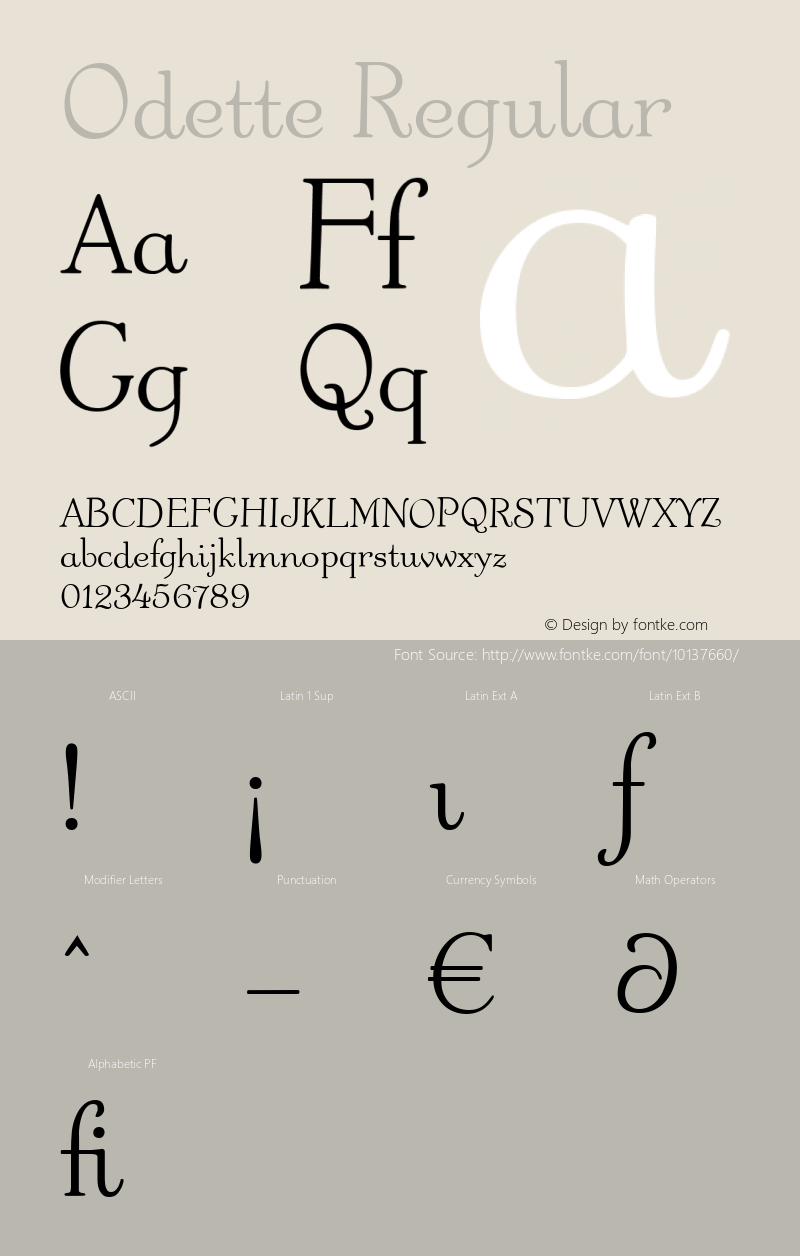 Odette Regular 1.00 September 2004 Font Sample