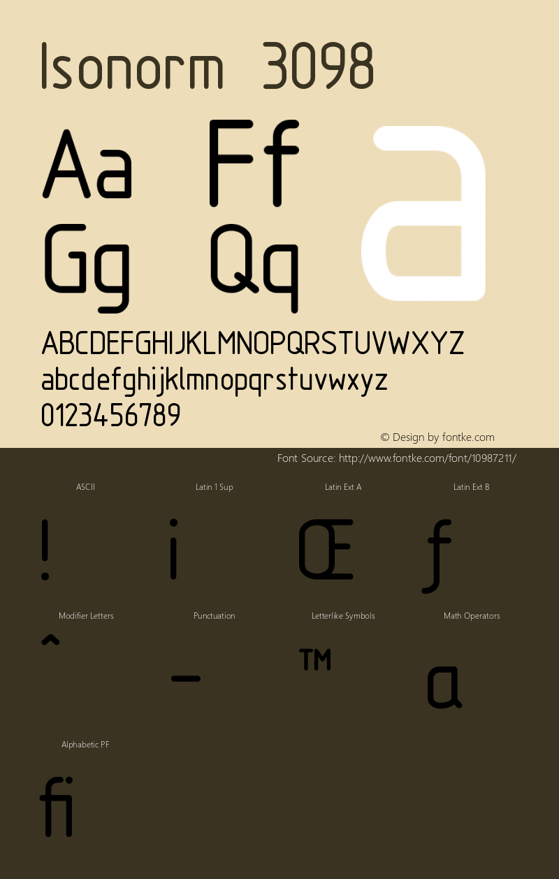 Isonorm 3098 Version 001.000 Font Sample