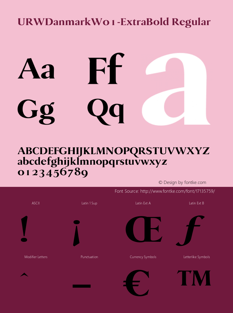 URWDanmarkW01-ExtraBold Regular Version 1.00 Font Sample