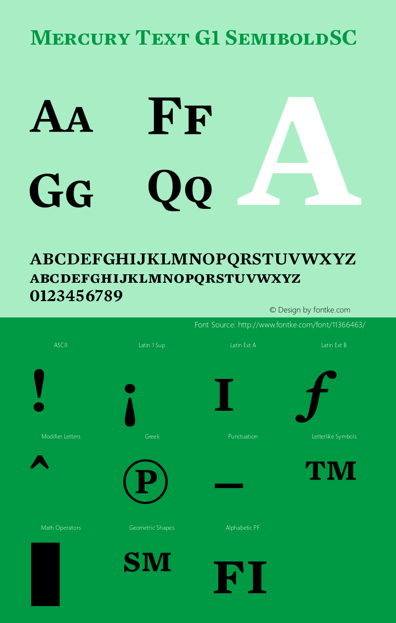 Mercury Text G1 SemiboldSC Version 001.000 Font Sample