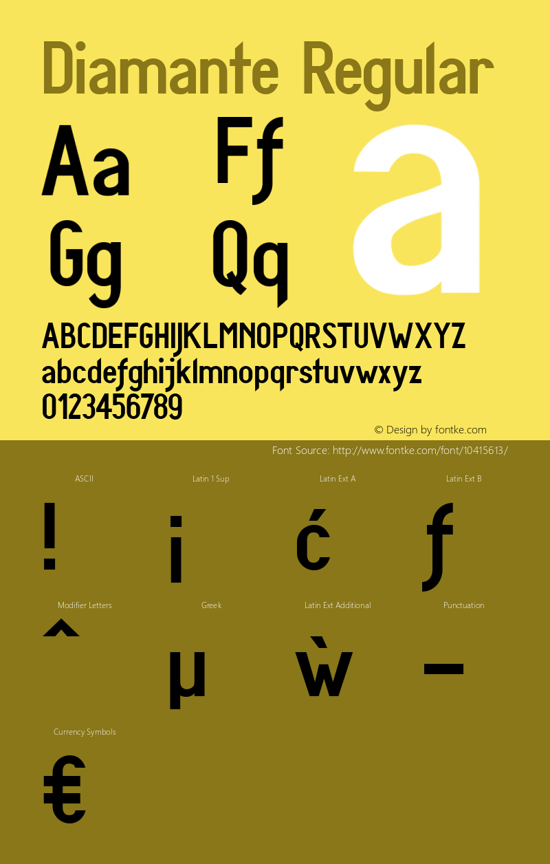 Diamante Regular Version 1.000 Font Sample