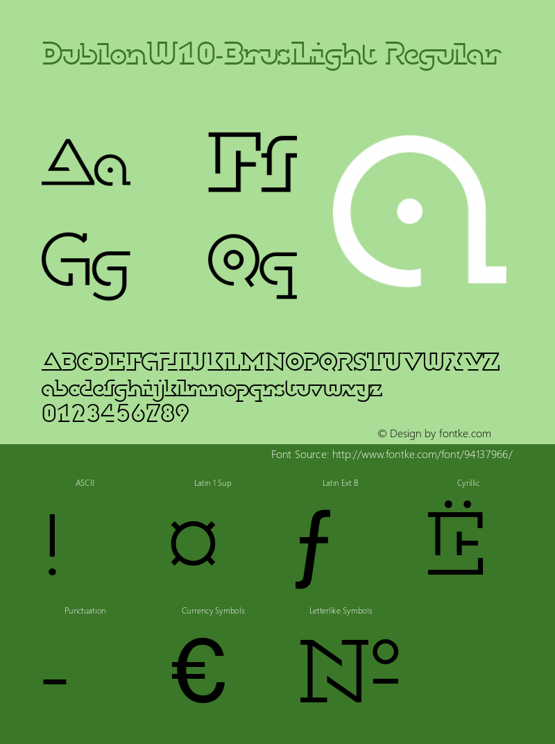 Dublon W10 Brus Light Version 1.1 Font Sample