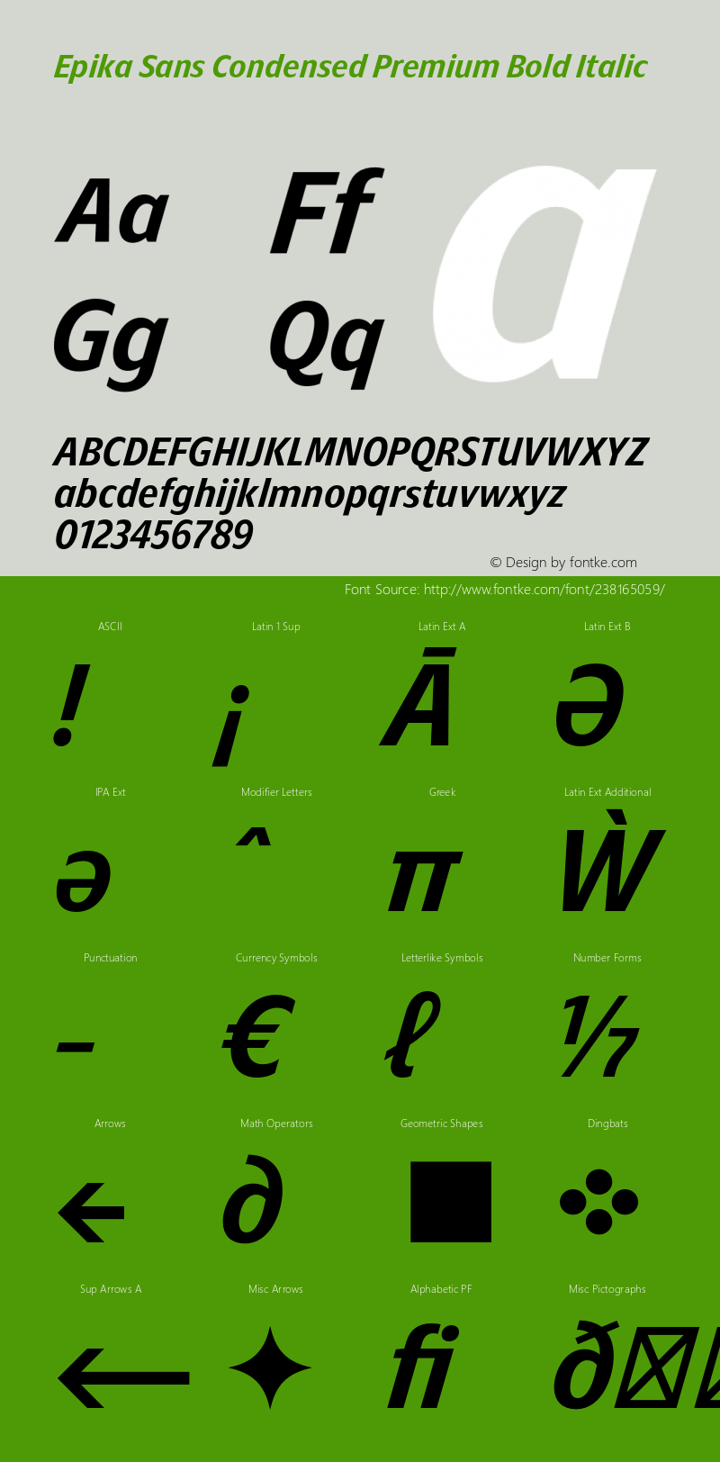Epika Sans Condensed Premium Bold Italic Version 1.000;FEAKit 1.0图片样张