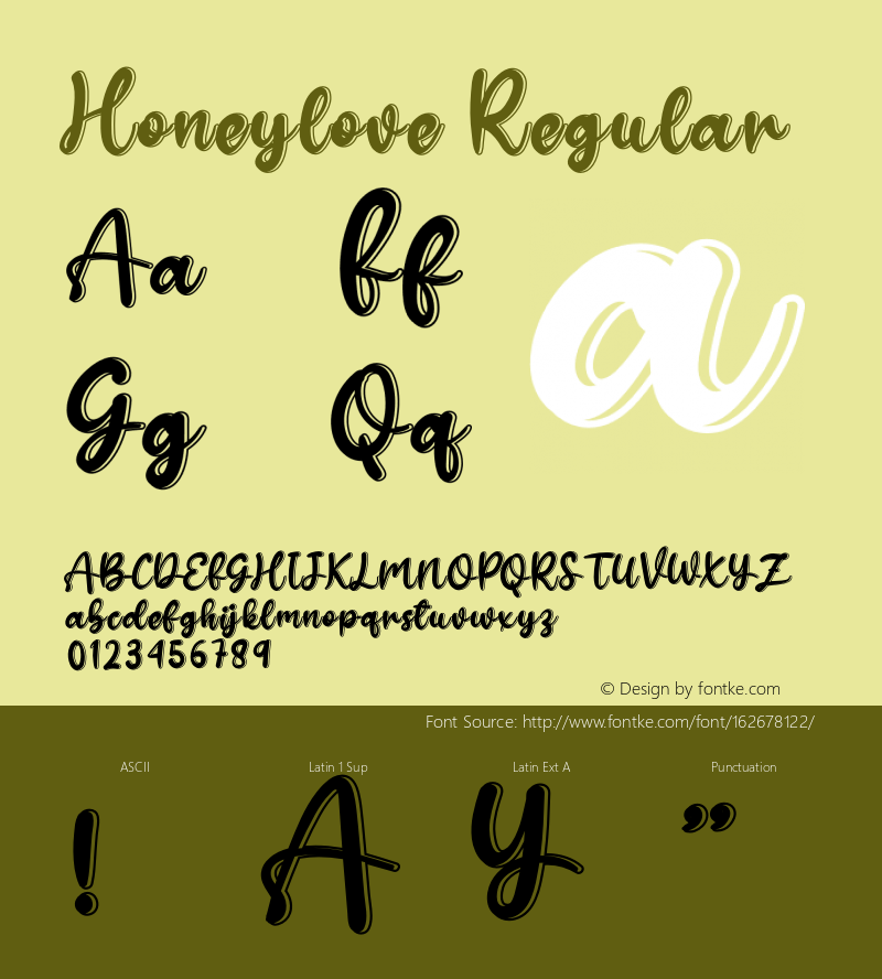 Honeylove Version 1.001;Fontself Maker 3.5.3 Font Sample