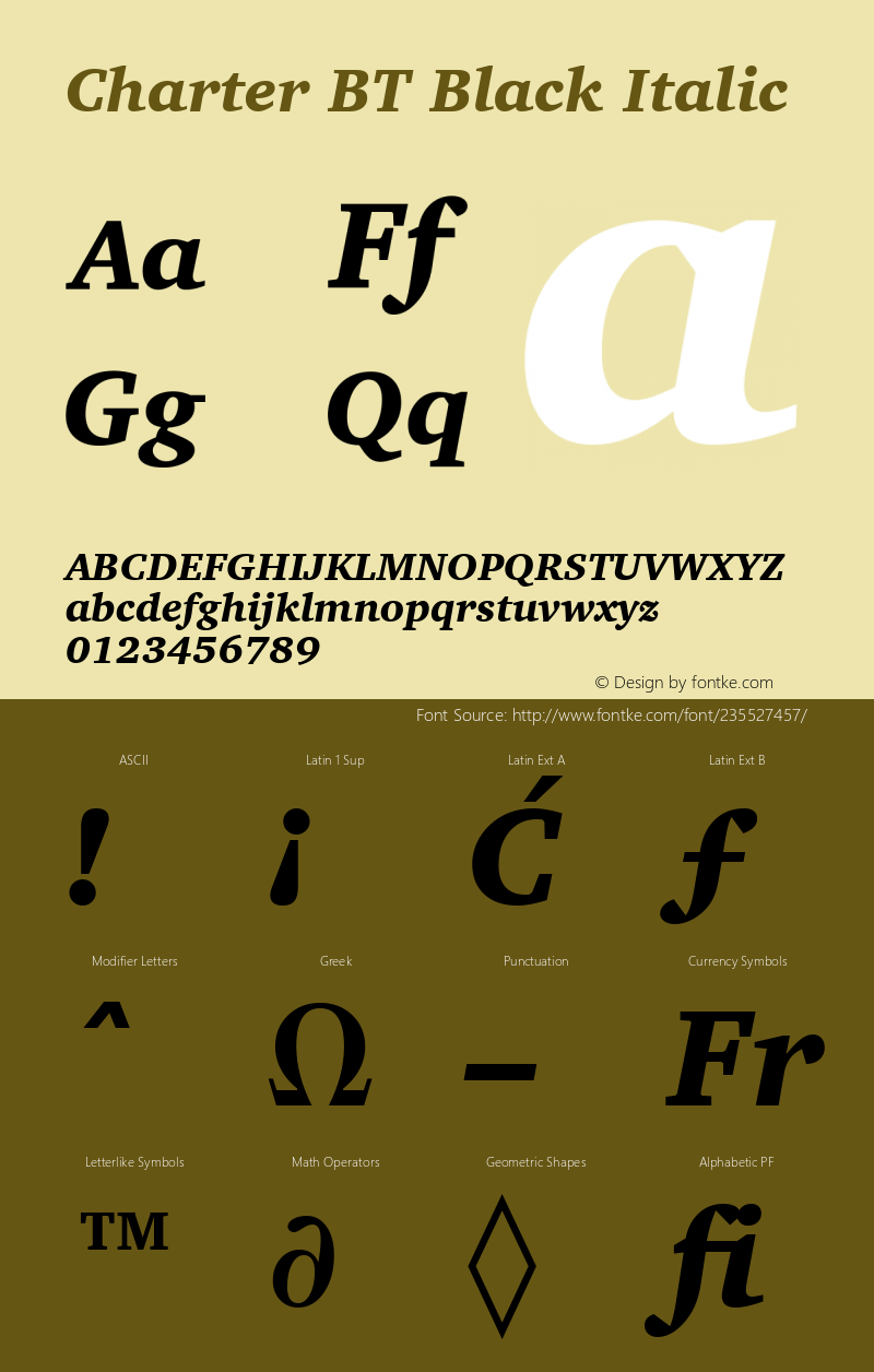 Charter BT Black Italic Version 1.01 emb4-OT图片样张