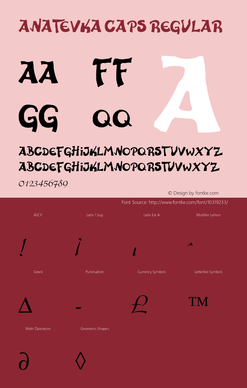 Anatevka Caps Regular Version 1.50 Font Sample