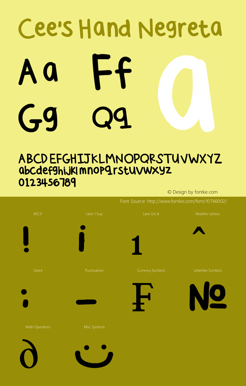Cee's Hand Negreta Version 1.00 January 17, 2011, initial release Font Sample