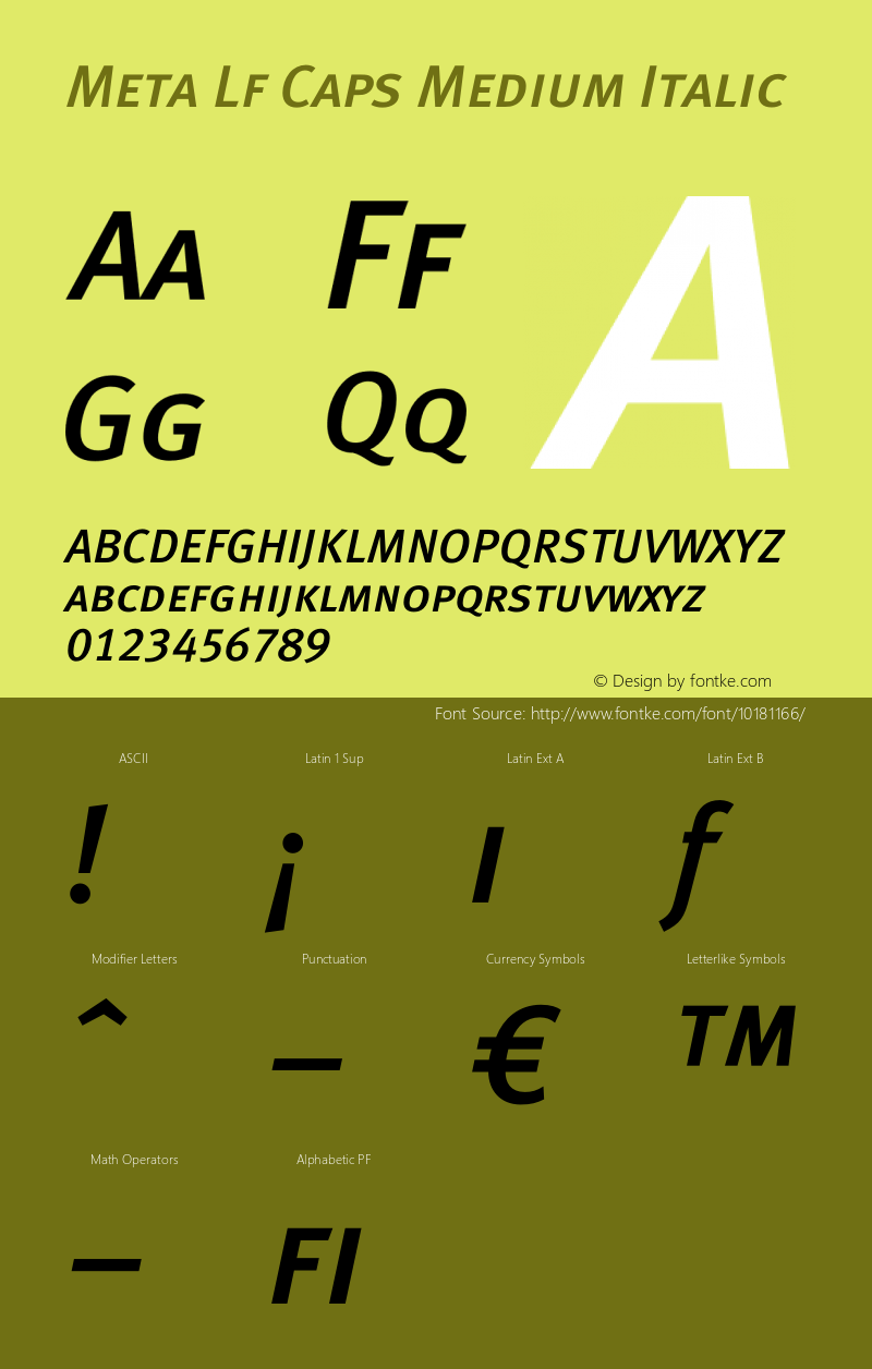 Meta Lf Caps Medium Italic 004.301 Font Sample