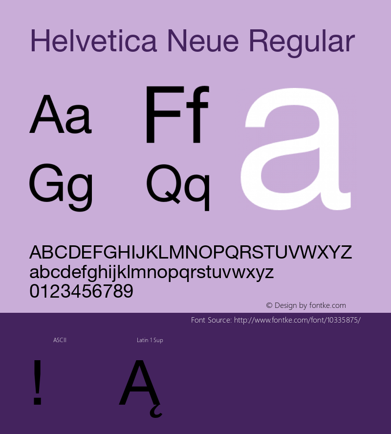 Helvetica Neue Regular 001.000 Font Sample