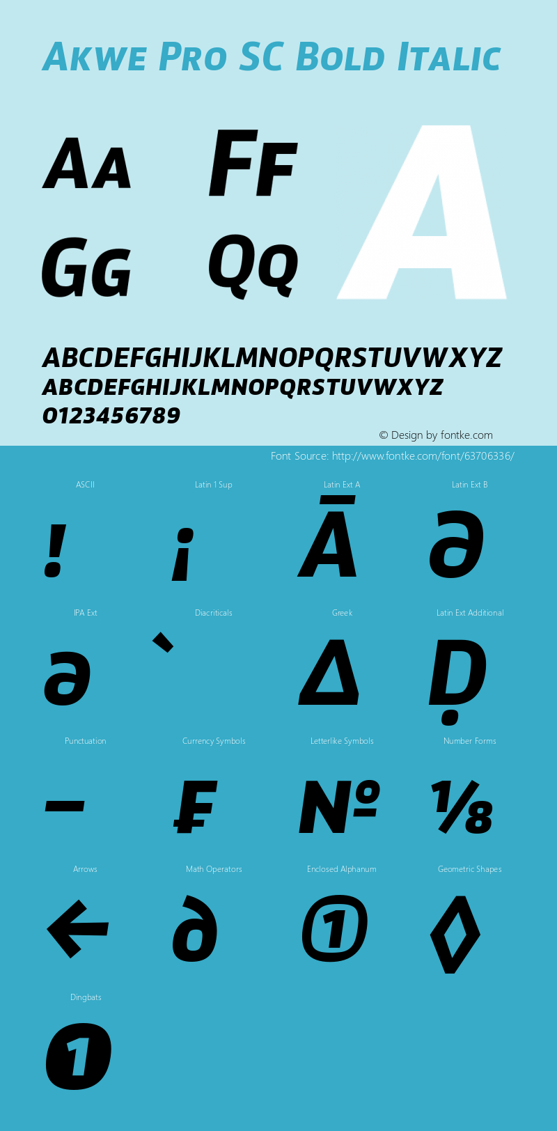 Akwe Pro SC Bold Italic Version 1.000;PS 001.000;hotconv 1.0.88;makeotf.lib2.5.64775 Font Sample