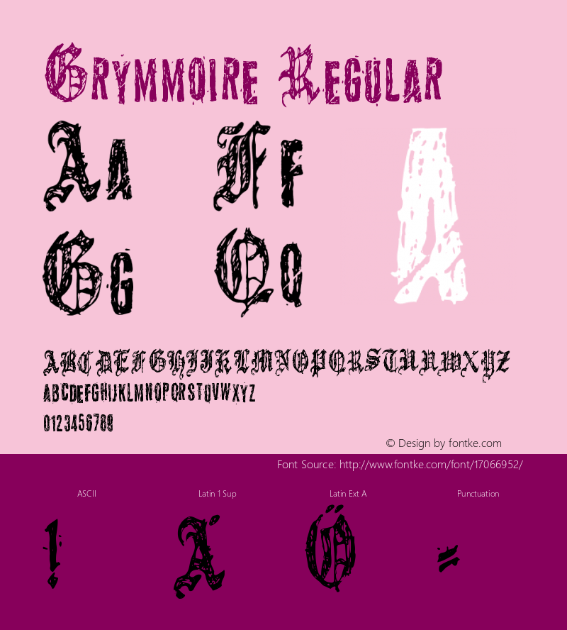 Grymmoire Regular Macromedia Fontographer 4.1 2008.11.30. Font Sample