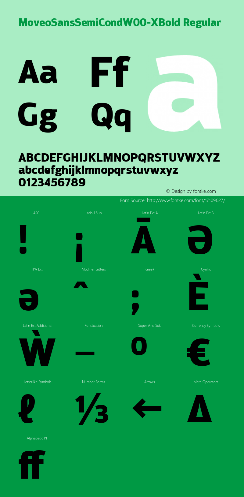 MoveoSansSemiCondW00-XBold Regular Version 1.00 Font Sample