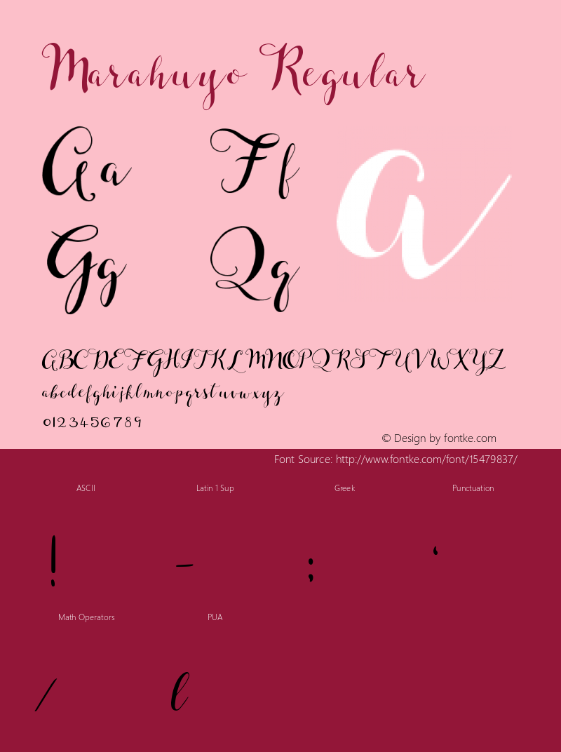 Marahuyo Regular Version 1.00 August 3, 2015, initial release Font Sample