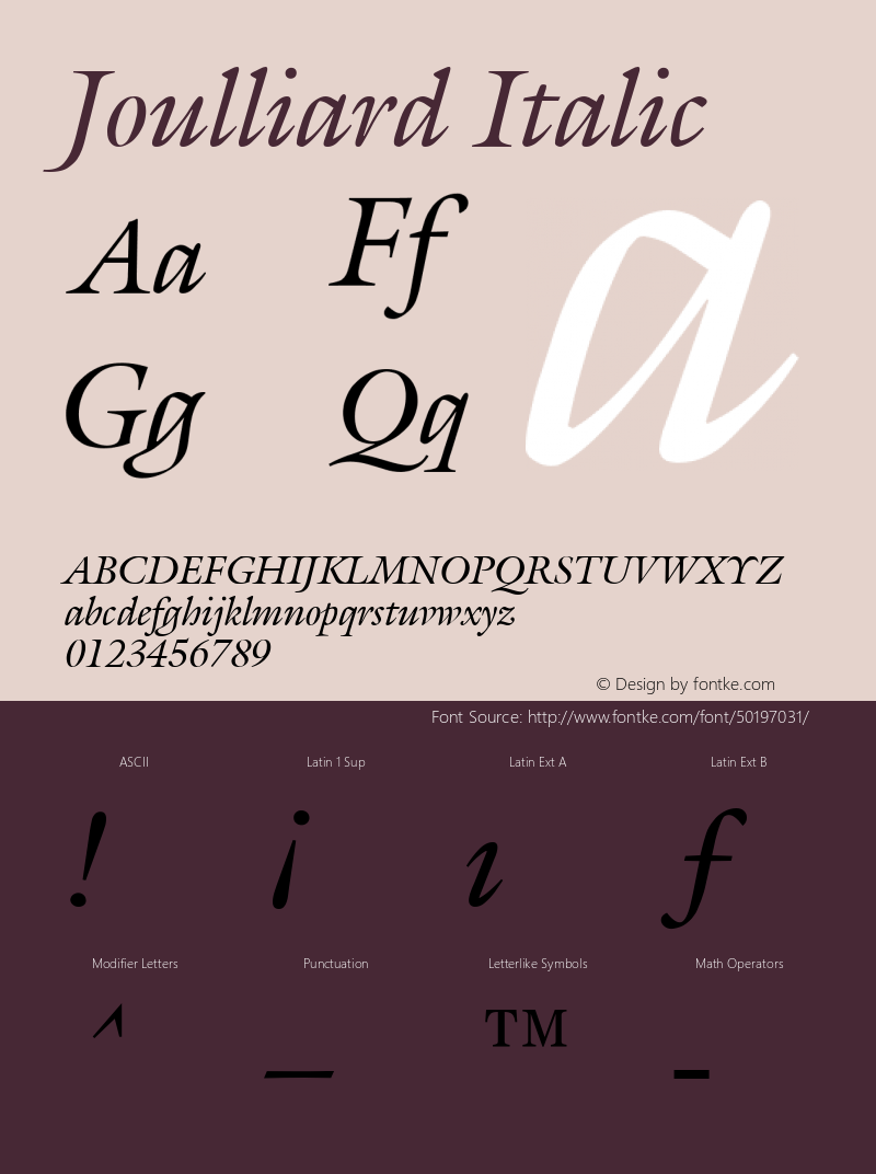 Joulliard Italic Rev. 002.001 Font Sample