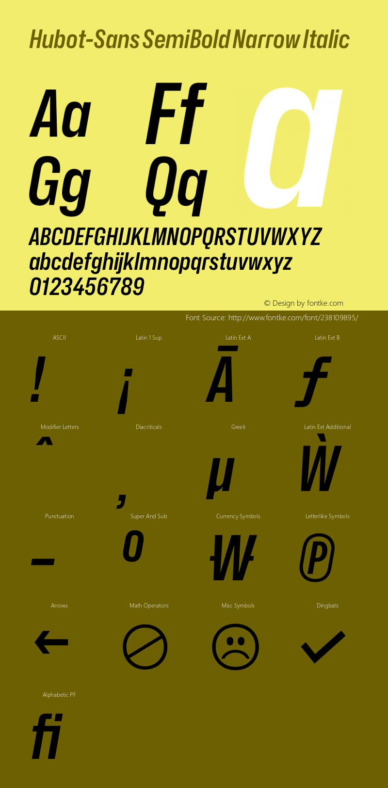 Hubot-Sans SemiBold Narrow Italic Version 1.000图片样张