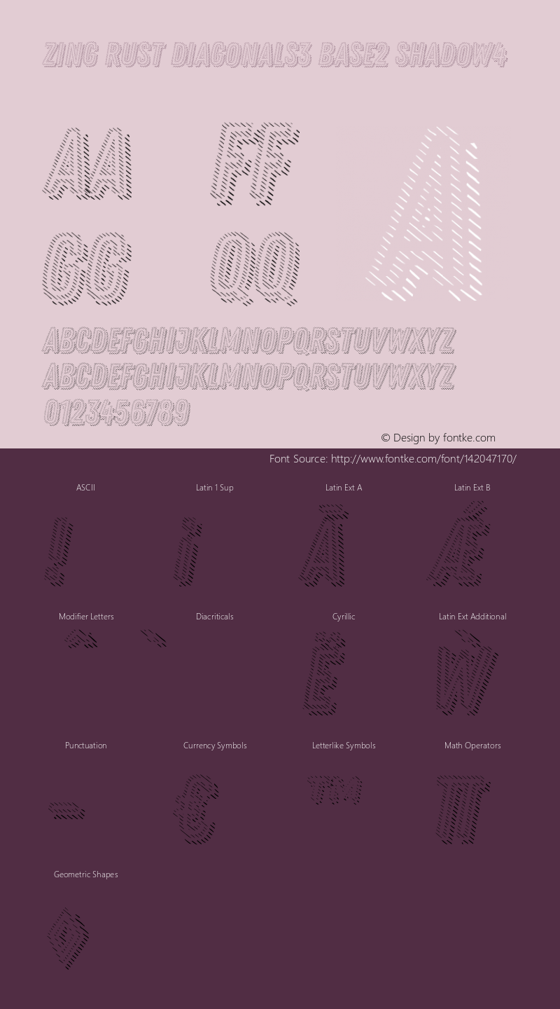 Zing Rust Diagonals3 Base2 Shadow4 Version 1.000 Font Sample