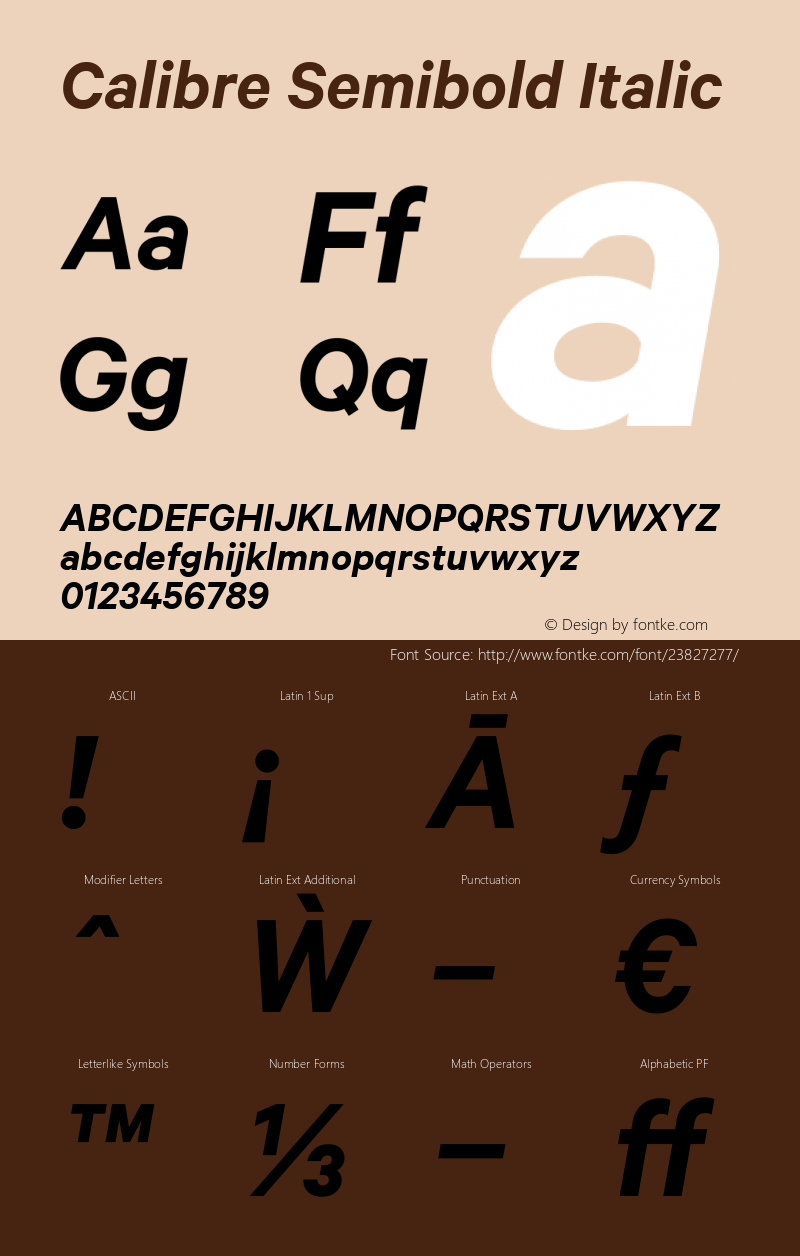 CalibreSemibold-Italic Version 2.000 Font Sample