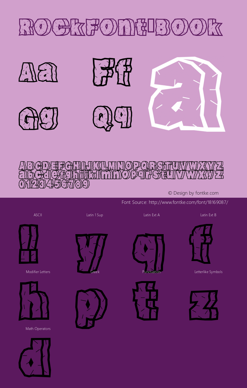 RockFont Book Version Macromedia Fontograp Font Sample